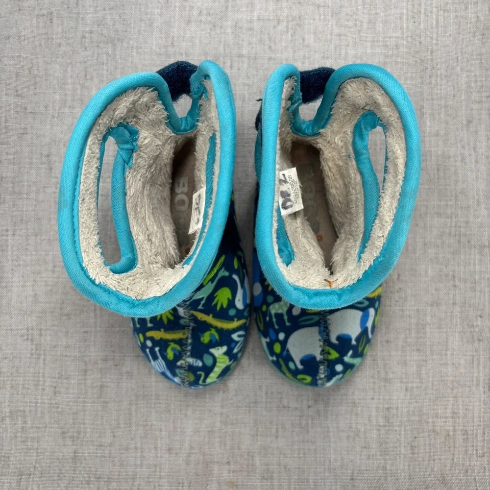 Bogs Baby Boots Safari Animal Print Blue Green Insulated Waterproof Boots Size 5